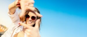 Woman with perfect smile at the beach